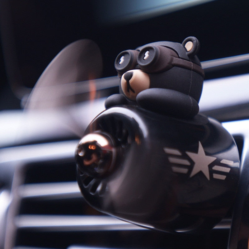 Bear PilotCar Air Freshener with Rotating Propellers