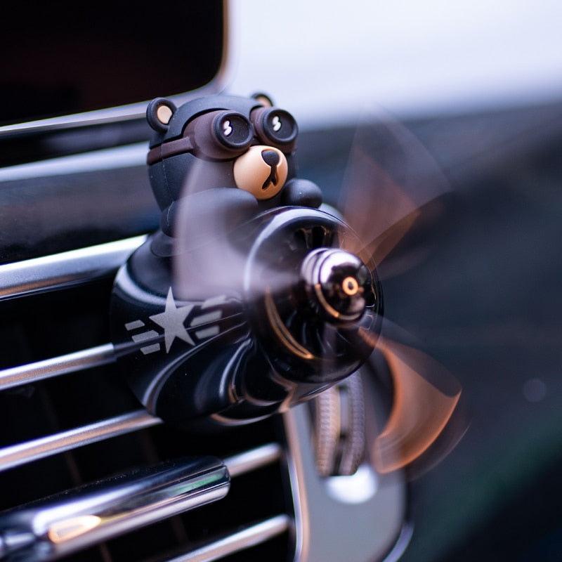 Bear PilotCar Air Freshener with Rotating Propellers